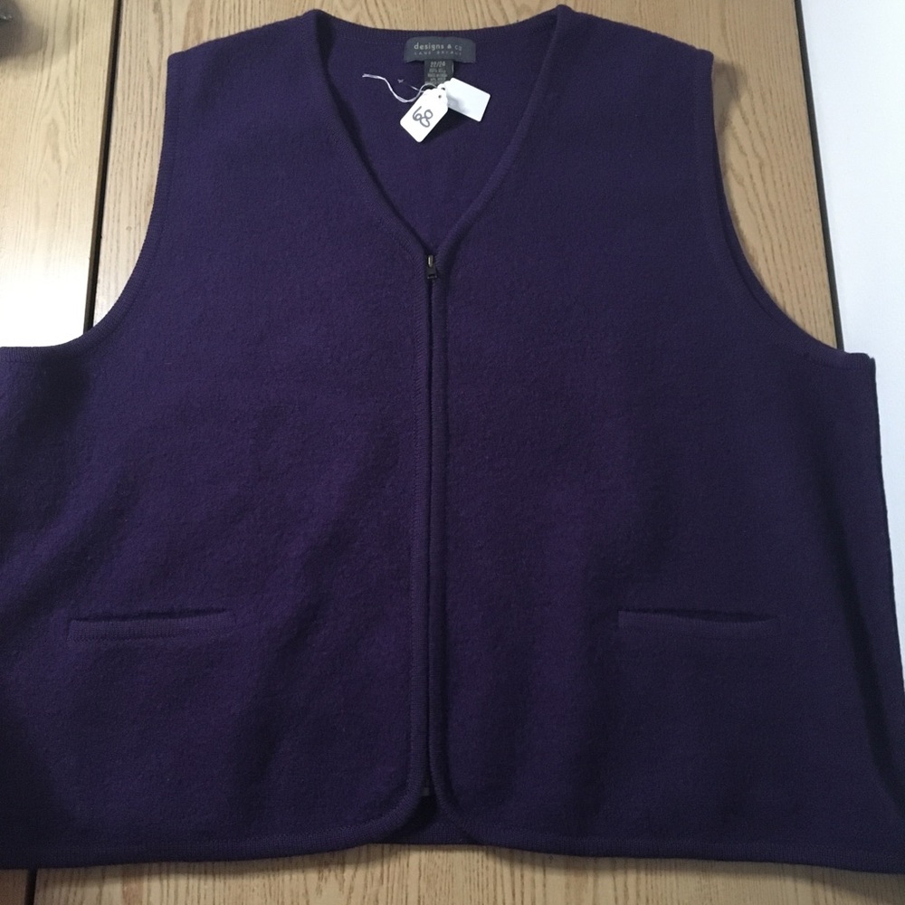 Womens Lane Bryant Wool Vest in Deep Purple Stretchy Size 22/24